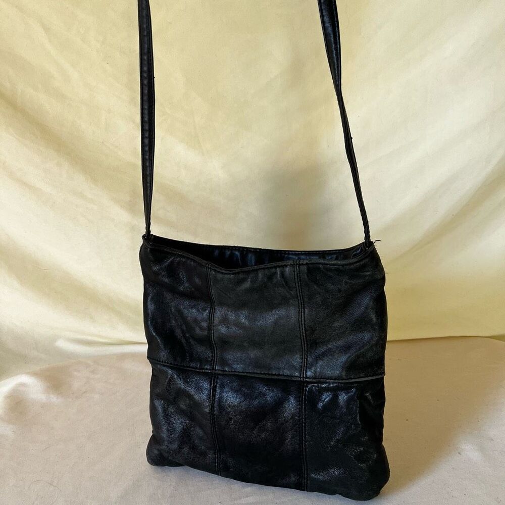 Vintage Black Leather Crossbody Bag